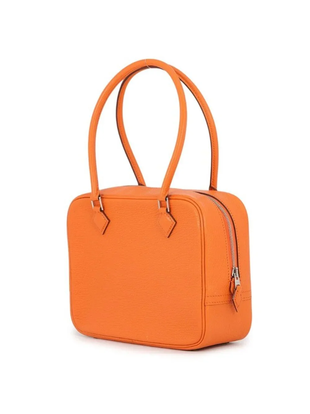 Hermes Handbag Plume Mini Orange Silver Chevre Mysore Bag